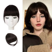 Dunkelbrauner Echthaar Clip-In Pony Fringe Extensions