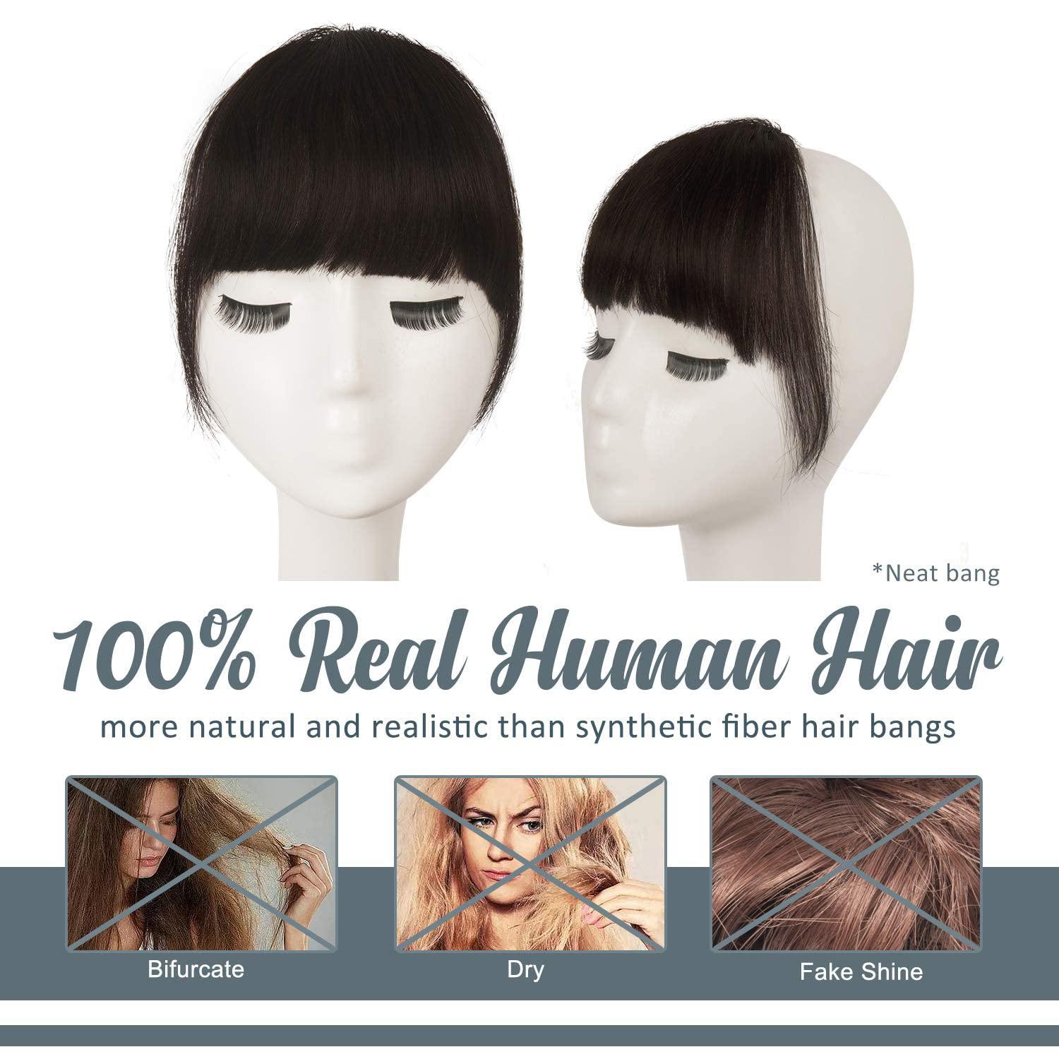 Echthaar Clip in Pony Dunkelbraun Fringe Extensions