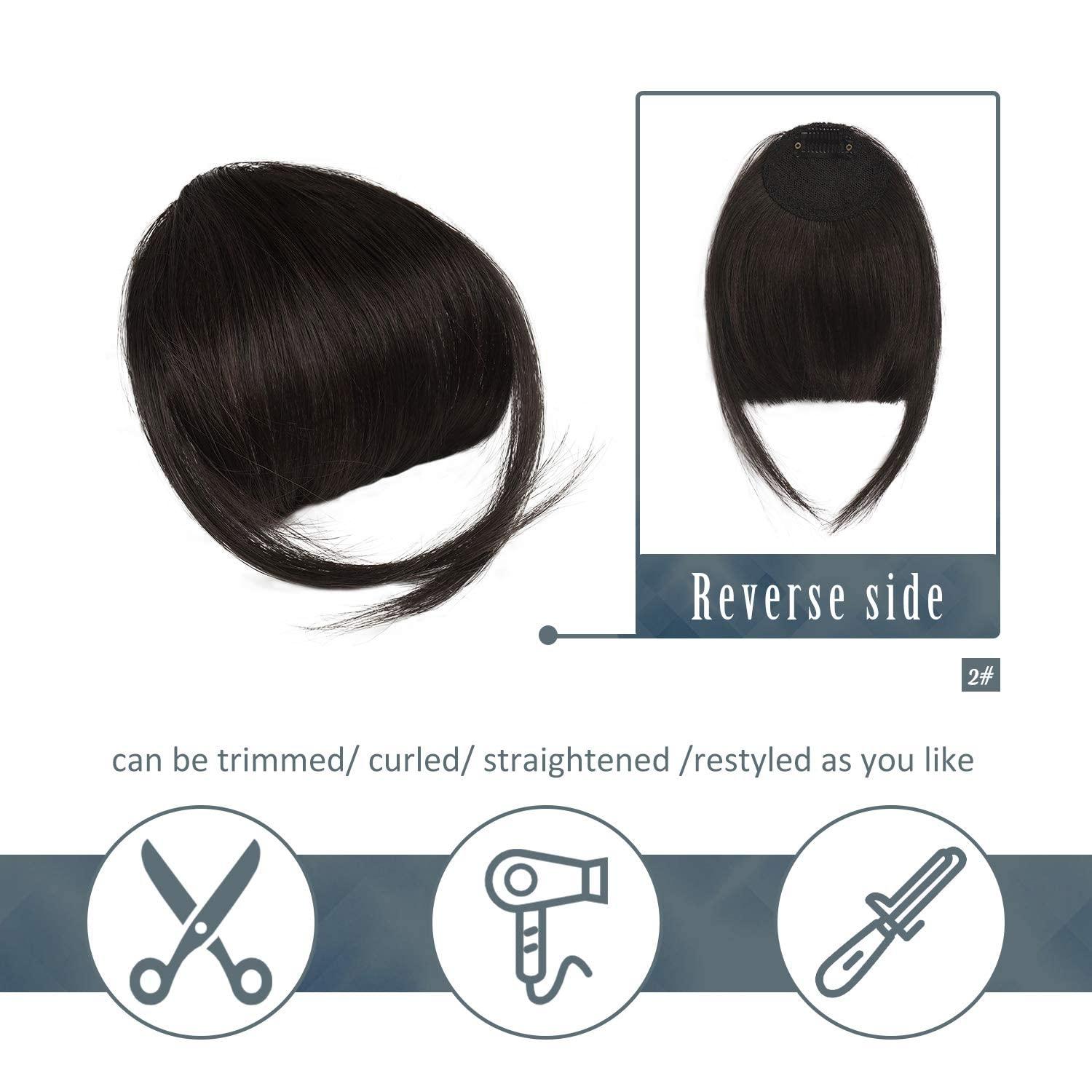 Dunkelbrauner Echthaar Clip-In Pony Fringe Extensions
