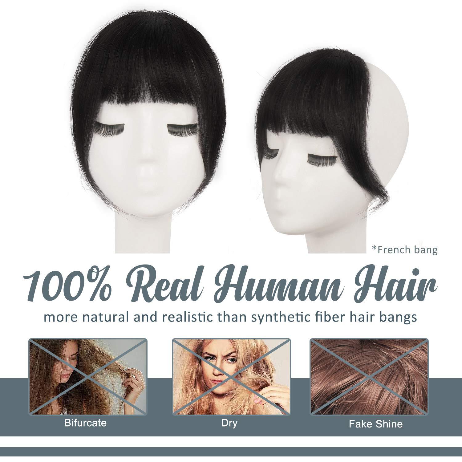 Natürlich Schwarzer Echthaar Clip in Pony Fringe Hairstyle