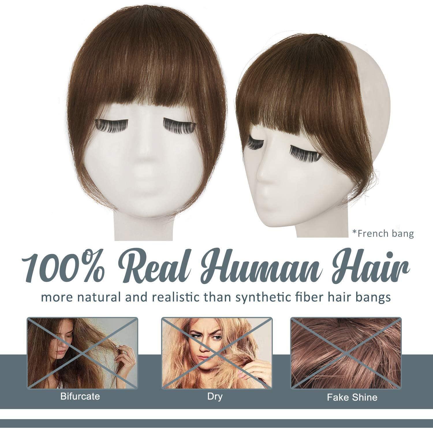 100% Echthaar Clip in Pony Extensions Mittelbraun Fringe