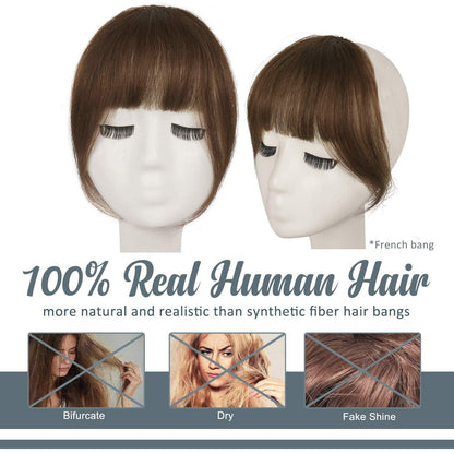 100% Echthaar Clip in Pony Extensions Mittelbraun Fringe