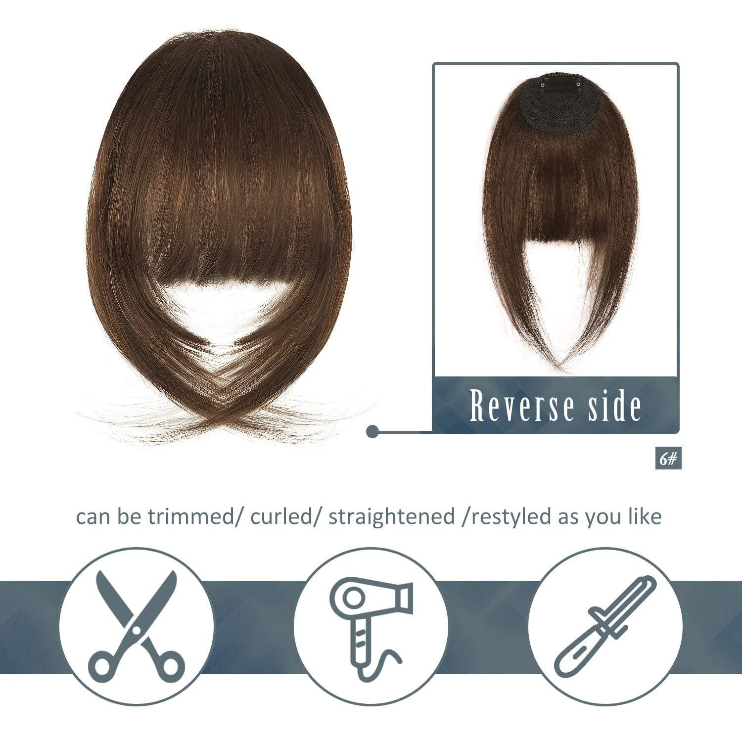 Echthaar Clip in Pony Mittelbraun Fringe Haarteile