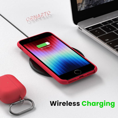ORNARTO iPhone SE 3 2022 Hülle 5G Flüssig Silikon Ultra Dünn Schutz Rot