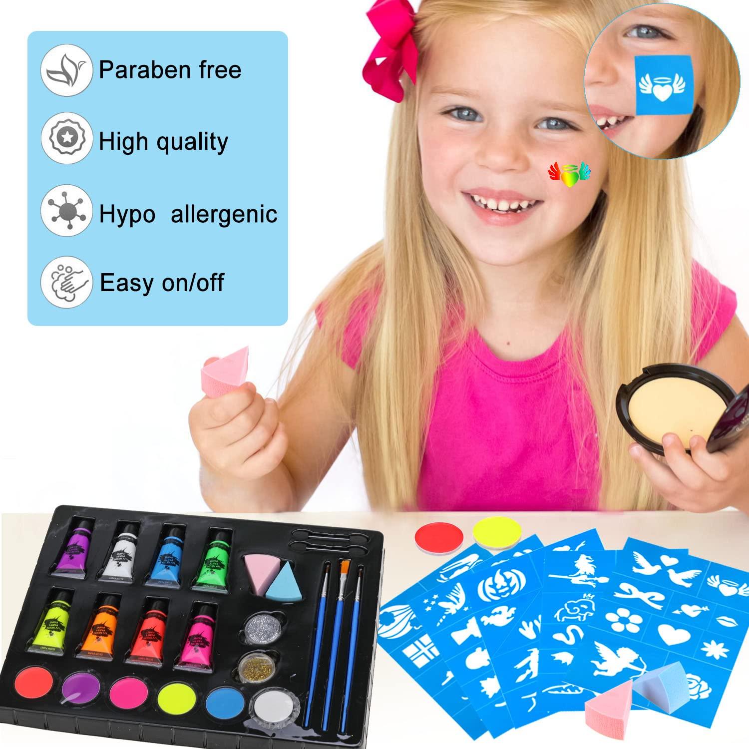 UV Bodypainting Farben Set Schwarzlicht Schminke Neonfarben Haut