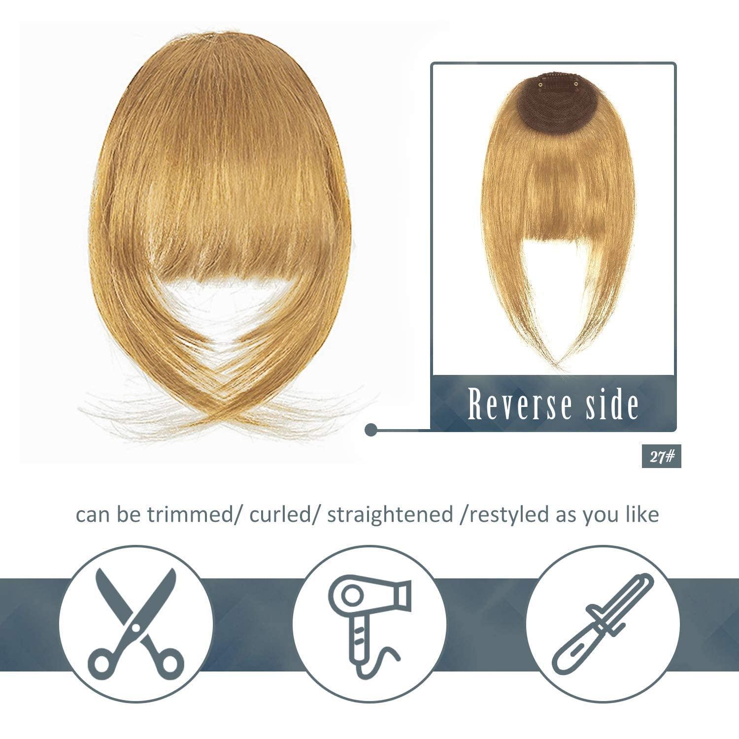 Echtes Menschliches Haar Clip in Bangs Blond Pony Extensions Fringe