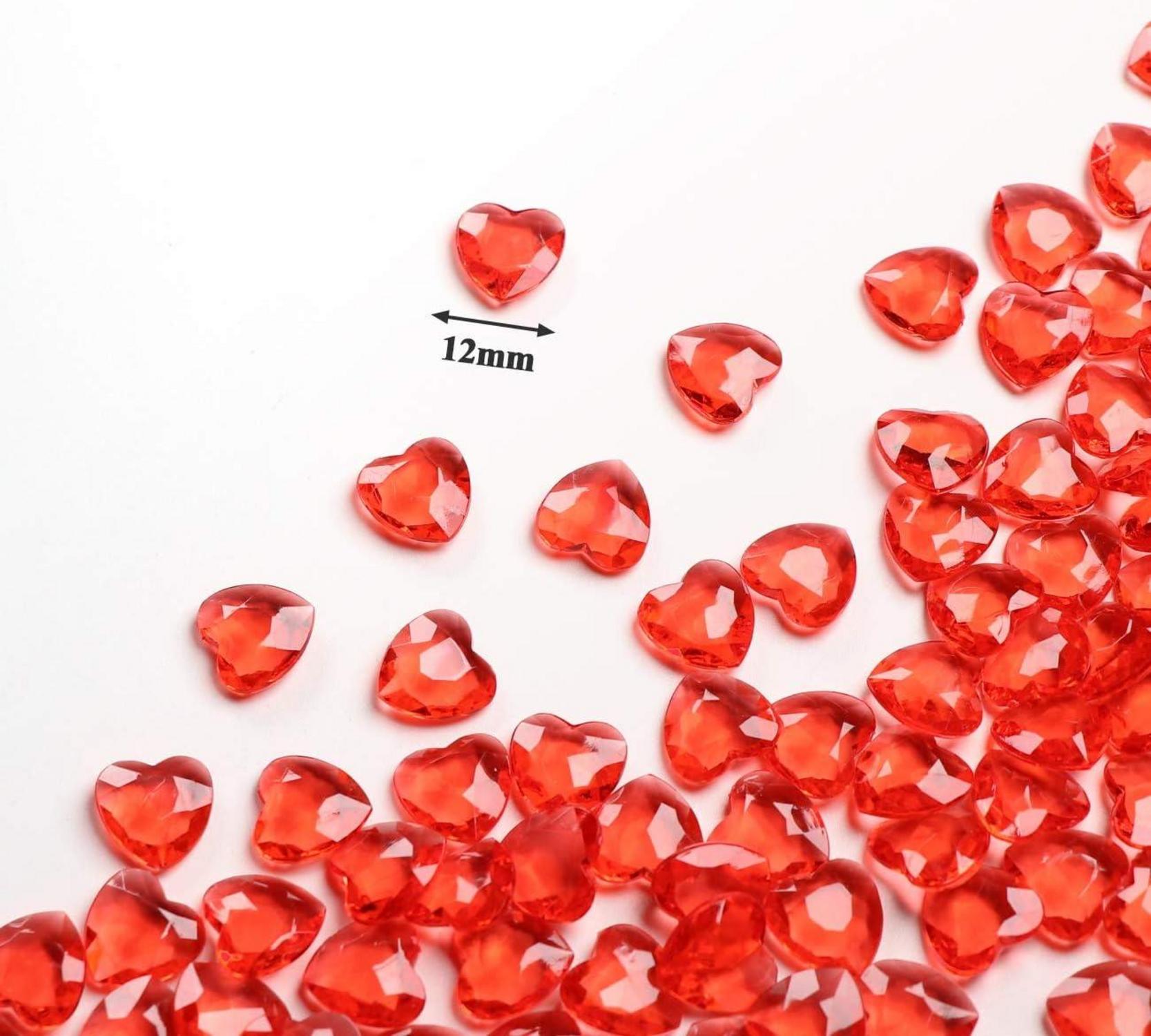 500 Stück Rote Herz Diamantkristalle 12mm Deko Kristalle
