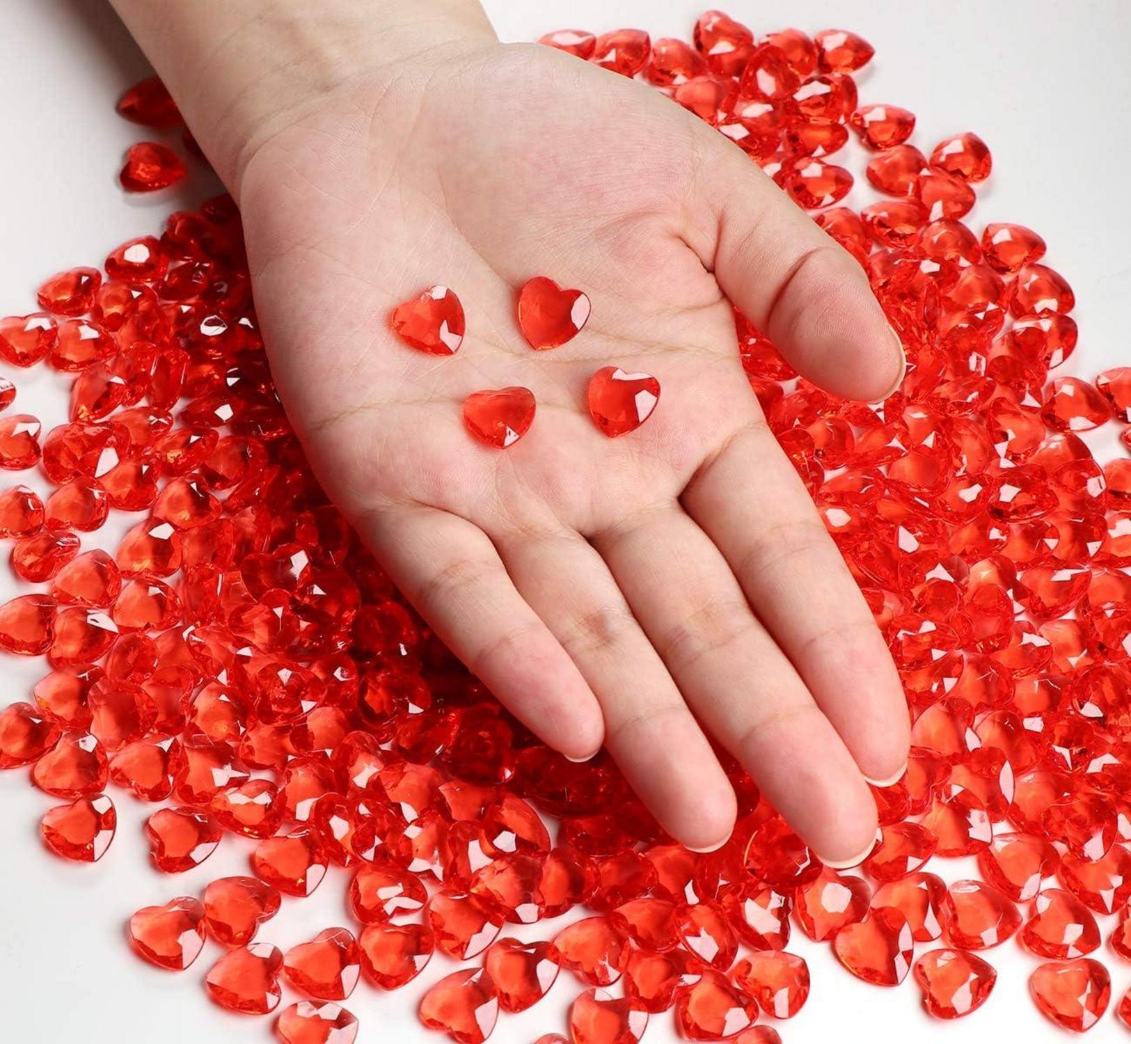 500 Stück Rote 12mm Diamant Herzen Acryl Deko Hochzeit DIY