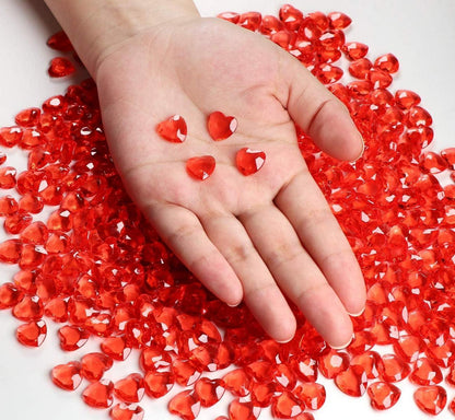500 Stück Rote 12mm Diamant Herzen Acryl Deko Hochzeit DIY