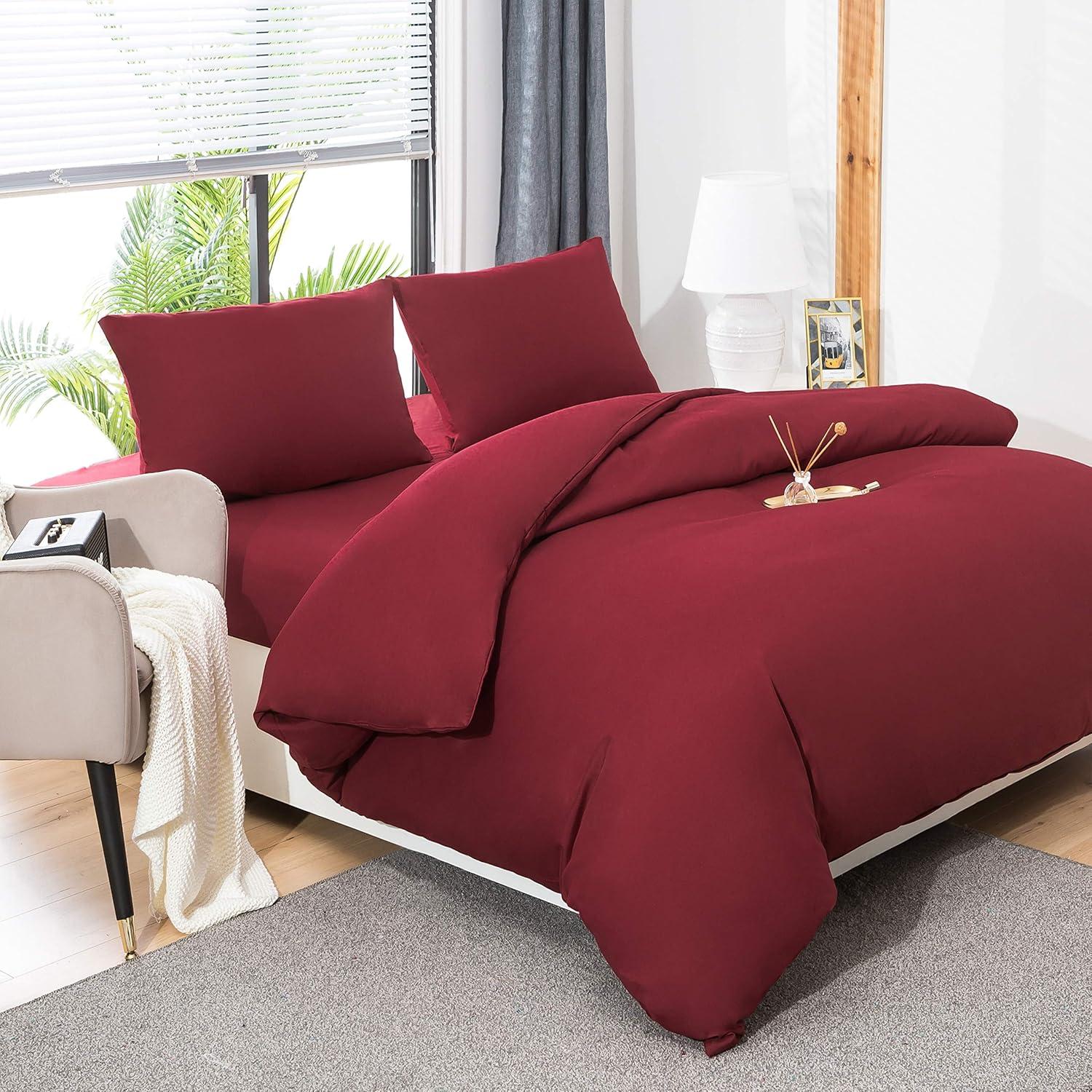 QZY Bettwäsche Mikrofaser 110 g/m² 200x200cm Burgunderrot