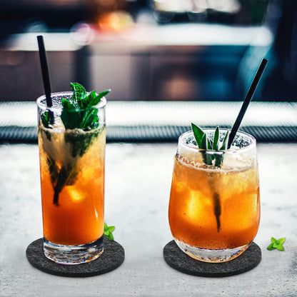 Runde Filz Untersetzer 12er Set in dunkelgrau