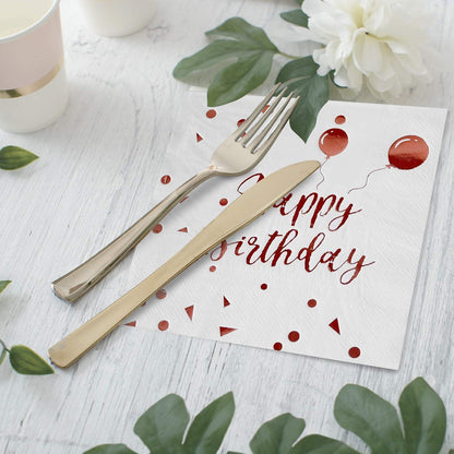 50x Rose Gold Happy Birthday Servietten 33x33cm 3-lagig für