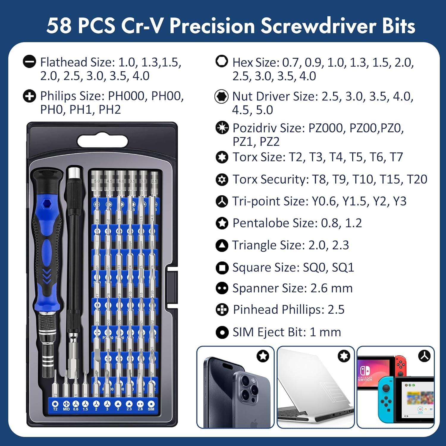 XOOL 62 in 1 Feinmechaniker Schraubendreher Set für Computer