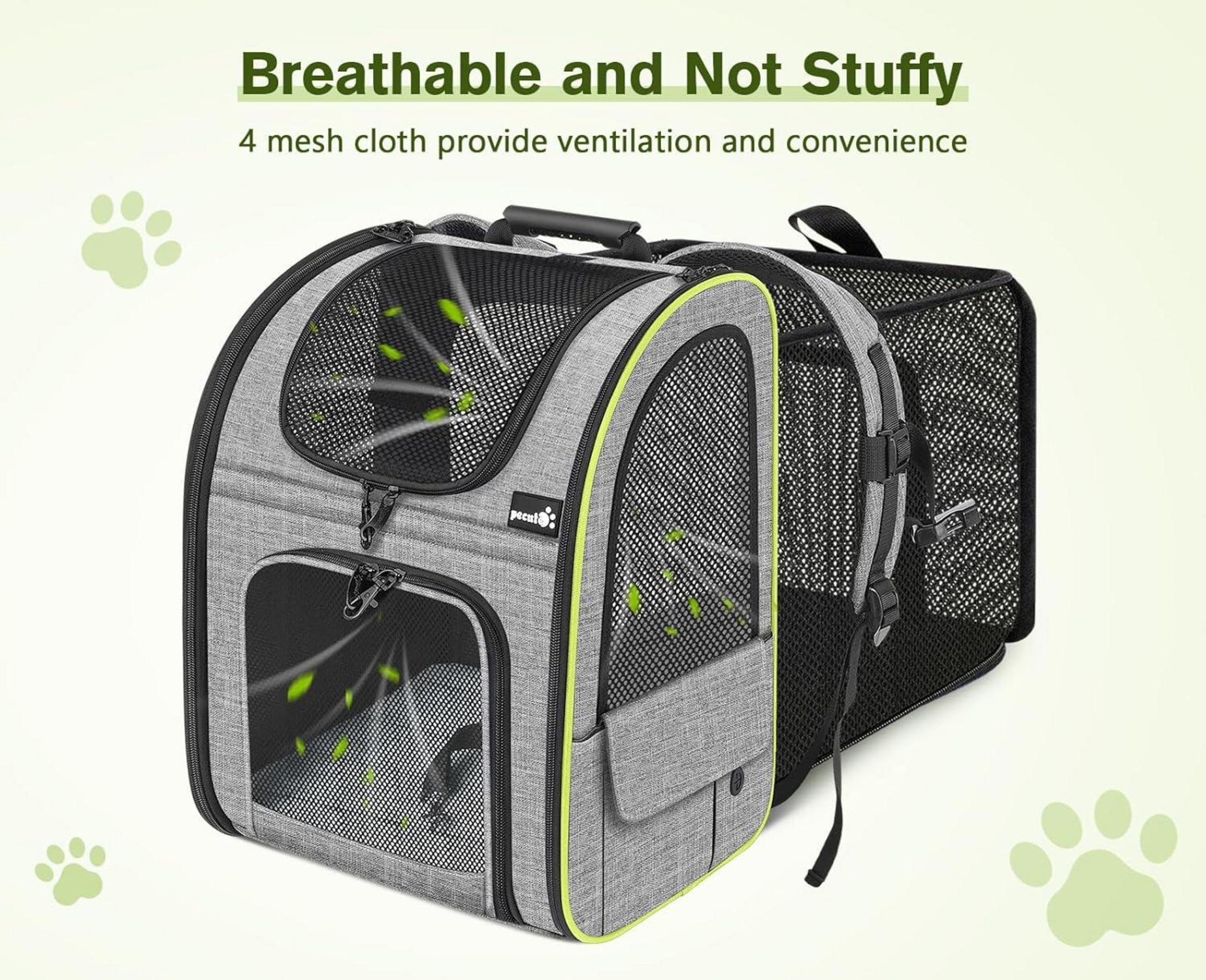 Pecute Hunderucksack erweiterbar faltbar Katzenrucksack Grau 34 27 44cm