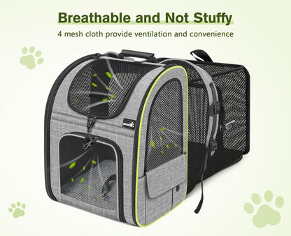 Pecute Hunderucksack erweiterbar faltbar Katzenrucksack Grau 34 27 44cm