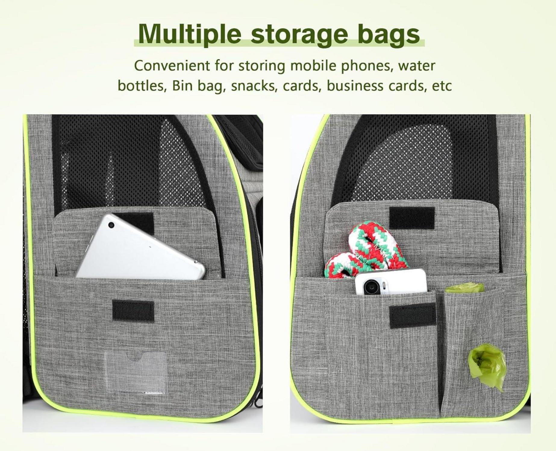 Pecute Hunderucksack erweiterbar faltbar grau Katzenrucksack für Hunde Katzen 34*27*44cm