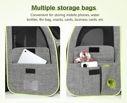 Pecute Hunderucksack erweiterbar faltbar grau Katzenrucksack für Hunde Katzen 34*27*44cm