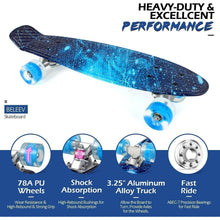 BELEEV Skateboard Komplett 22 Zoll Mini Cruiser mit LED
