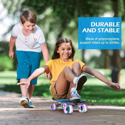 BELEEV Skateboard Komplett 22 Zoll Mini Cruiser mit LED