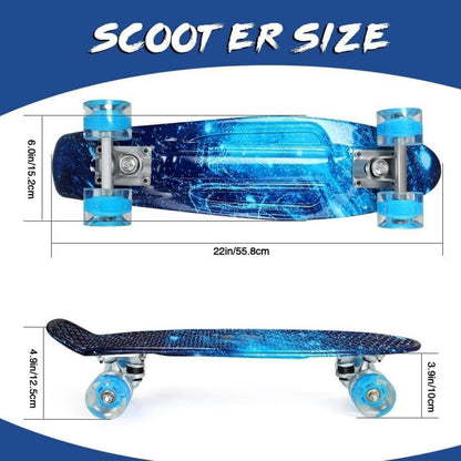 Cruiser Skateboard 22 Zoll LED Leuchtrollen All-in-one T-Tool blau