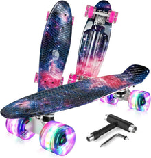 Skateboard Cruiser 22 Zoll LED Leuchtrollen Anfänger T-Tool