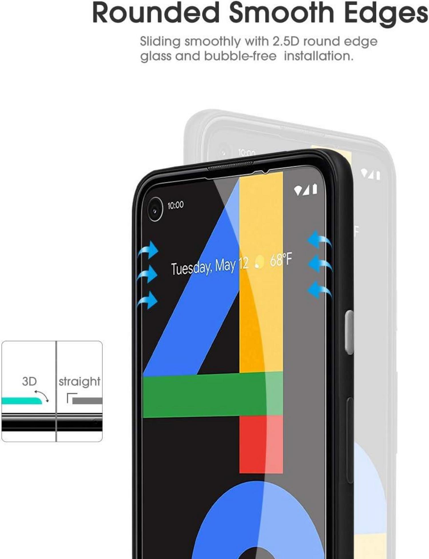 Displayschutzfolie für Google Pixel 4a 4er Pack Installation Set