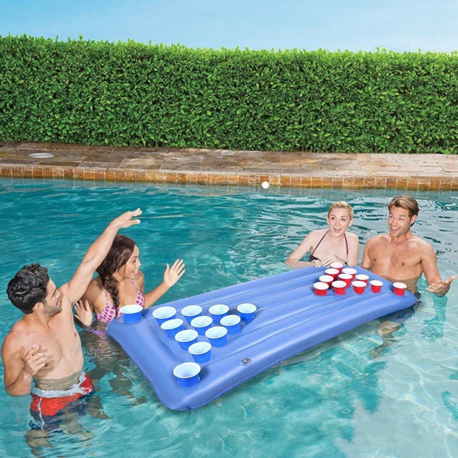 Aufblasbare Bierpong Luftmatratze Schwimm Party Getränkehalter 155x76cm