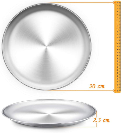 HaWare Rund Pizzablech 30cm Edelstahl Backblech 2er Set