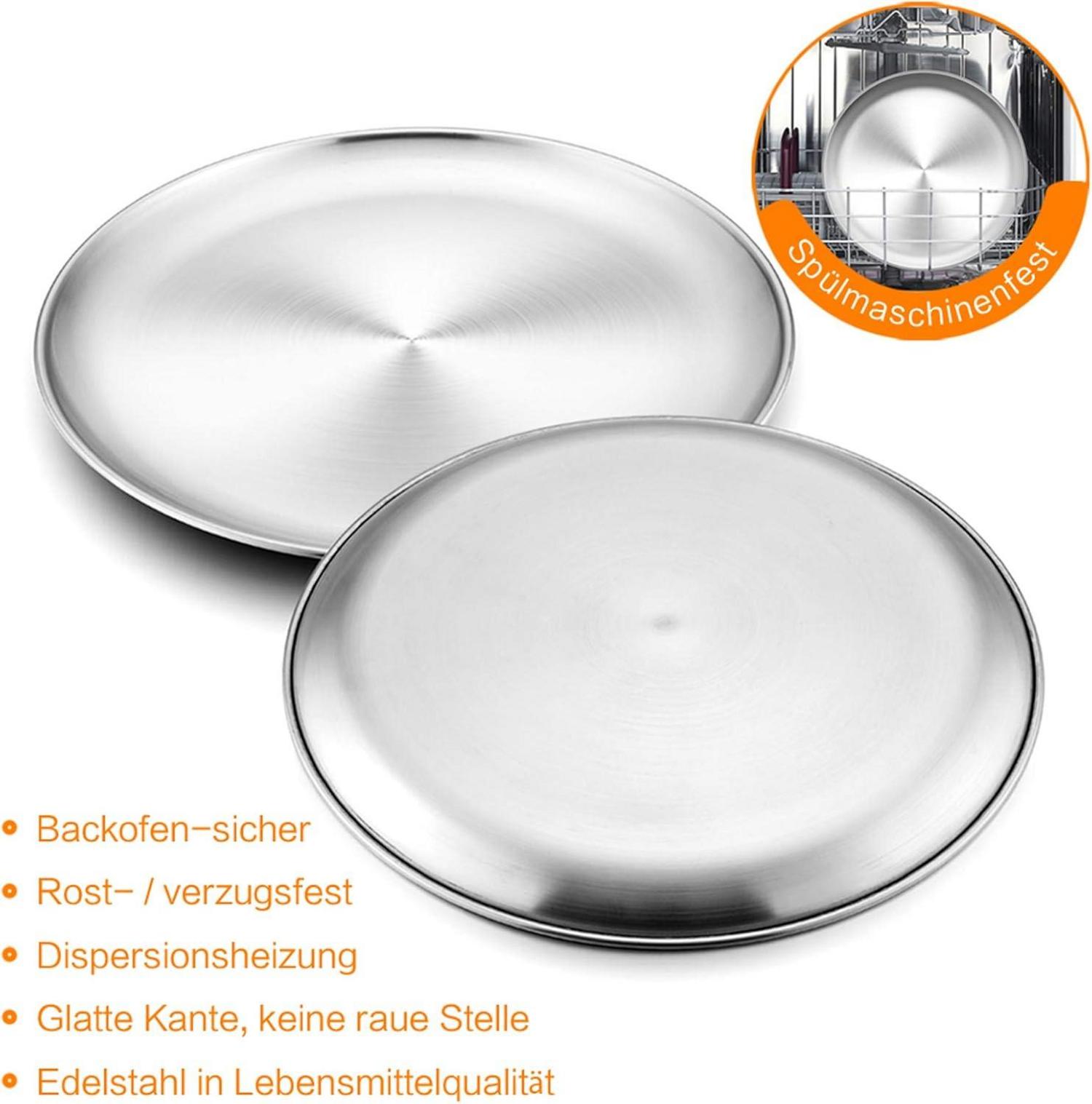 Pizzablech Edelstahl Rund 30cm Backblech 2 Stück Backofenfest