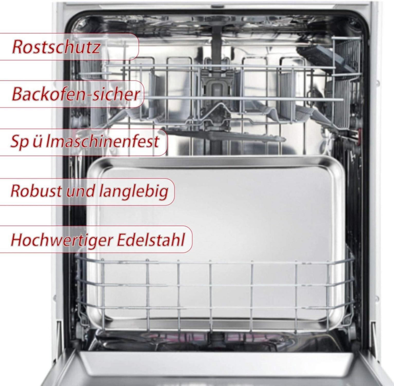 Edelstahl Backblech 40x30x2.5cm Rechteckiges Ofenblech - Leicht zu