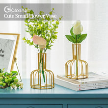 Goldene Mini Glasvasen Set für Tischdeko & Blumen | 2 Stück