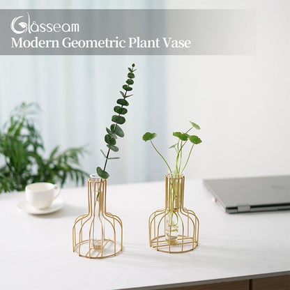 Mini Glasvasen Set Gold Blumenvase Reagenzglas Hochzeit Wohnzimmer