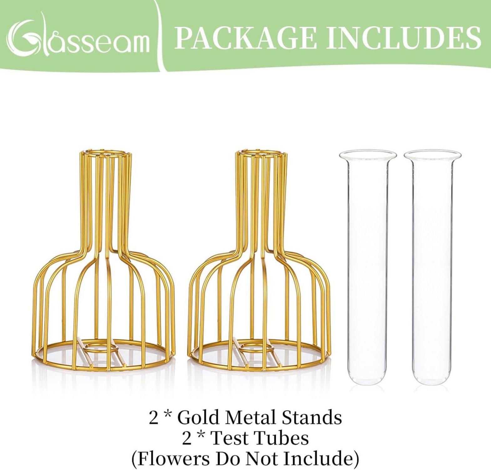 2er Set Mini Glasvasen Gold - Moderne kleine Vasen für Tischdeko