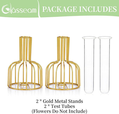 2er Set Mini Glasvasen Gold - Moderne kleine Vasen für Tischdeko