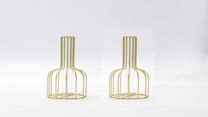 Mini Glasvasen Set Gold 2er - Moderne Blumenvase für Tischdeko und Wohnzimmer - Hydroponic Reagenzgläser