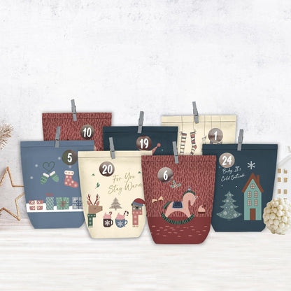 Adventskalender Papiertüten zum Selber Basteln Blau 24er Set