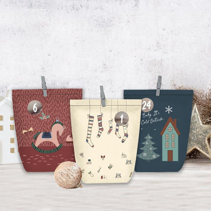 Adventskalender zum Befüllen Papiertüten 24 Weihnachtskalender Blau Selbst Basteln