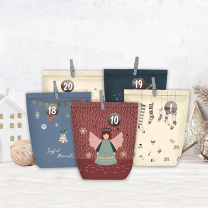 Adventskalender zum Selbstbefüllen 24 Weihnachtsgeschenktüten Blau