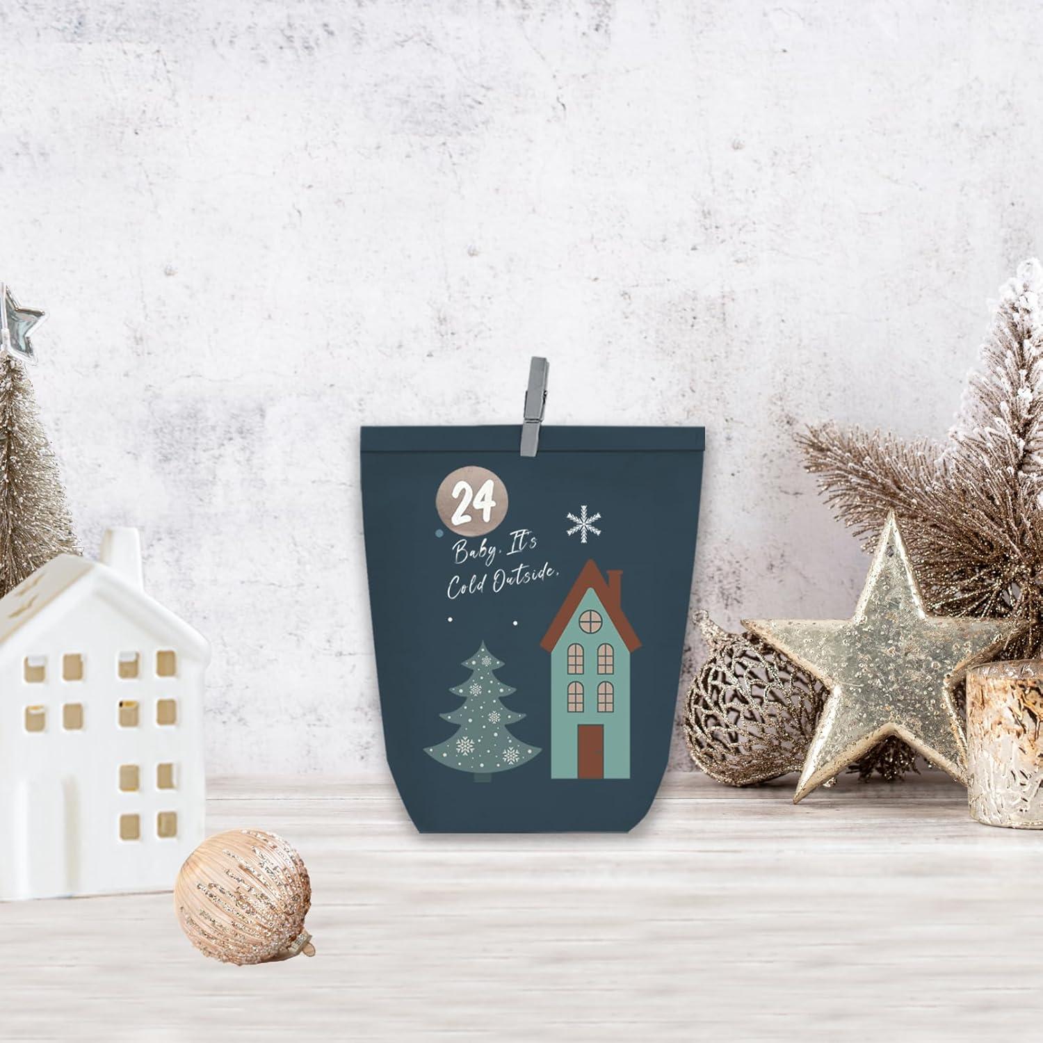 Adventskalender 24 Weihnachts Papiertüten zum Selbst Basteln Blau Bunt