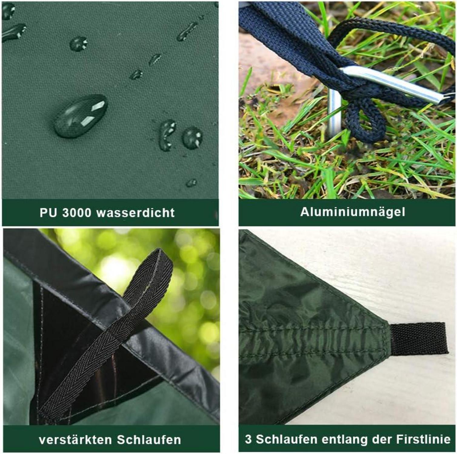Zeltplane Tarp Hängematte Regenschutz Camping 3x4.5m Grün