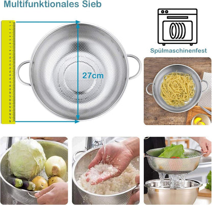 Edelstahl Küchensieb Nudelsieb Ø28cm Mikroperforiert Großes