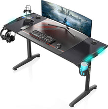 Gaming Tisch LED Groß 140x60 Kabelmanagement Getränkehalter