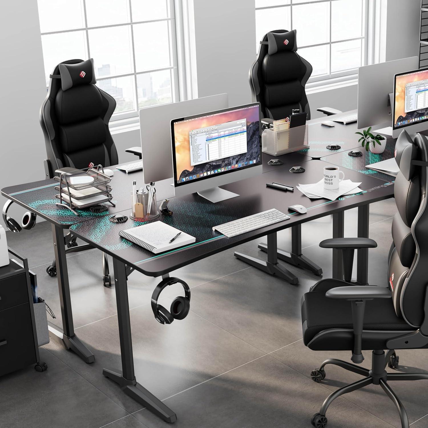 Gaming Tisch 152×70cm PC Schreibtisch mit Zubehör Ergonomischer Gamer Office