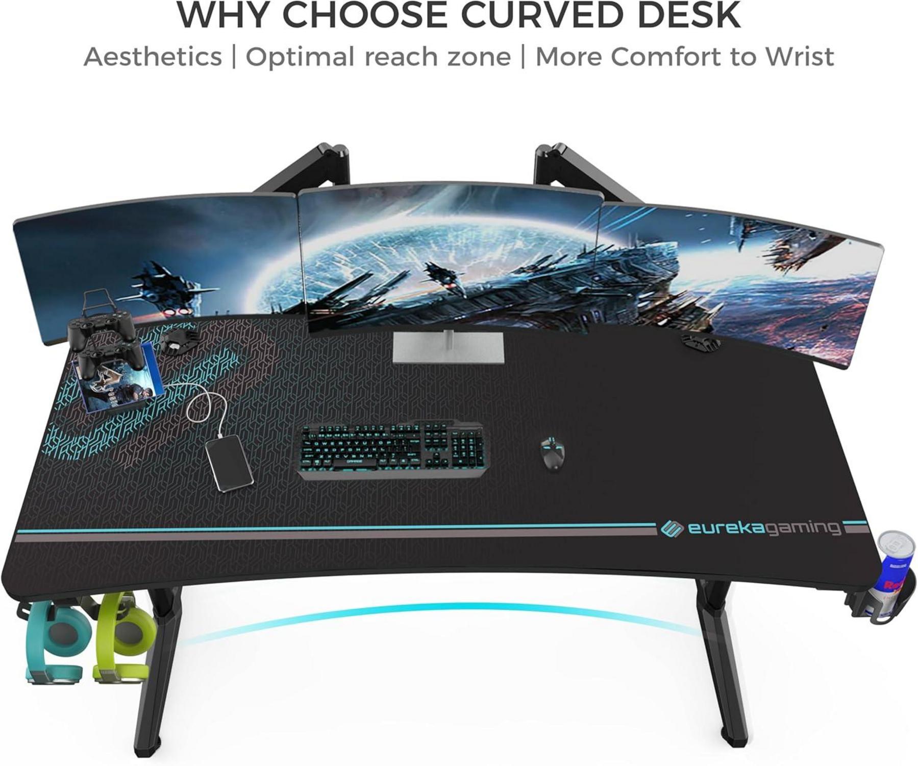 EUREKA Gaming Schreibtisch 152x70cm Ergonomischer PC Tisch mit Zubehör