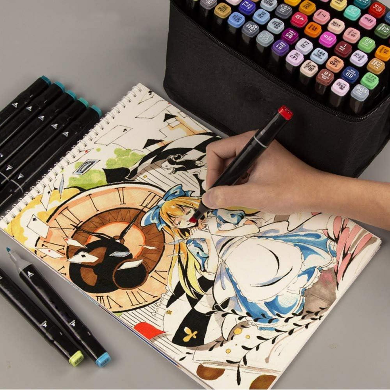 HanQix Marker Stifte Set 40 Farben Twin Tip Textmarker Manga