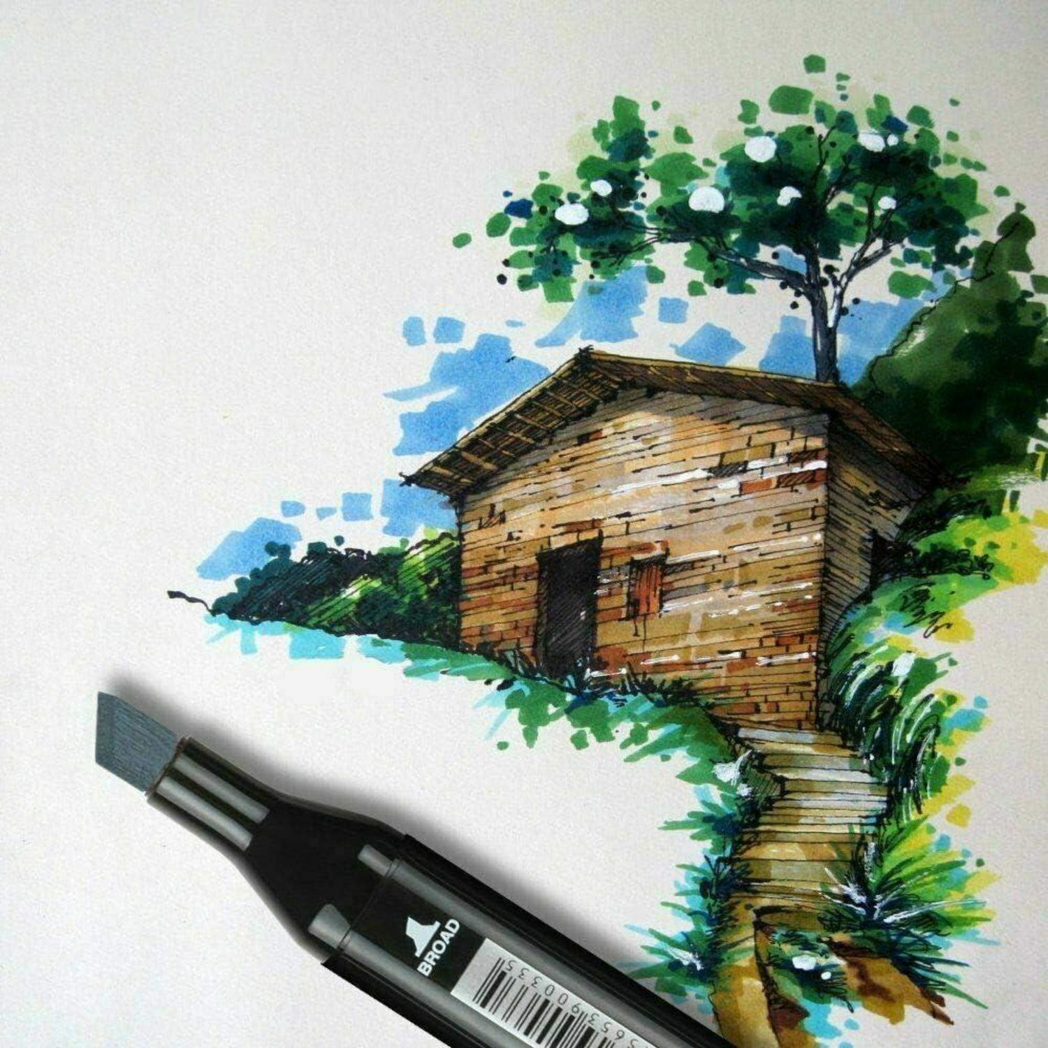 Marker Stifte Set 40/60 Farben Twin Tip Sketch Textmarker Studenten Manga