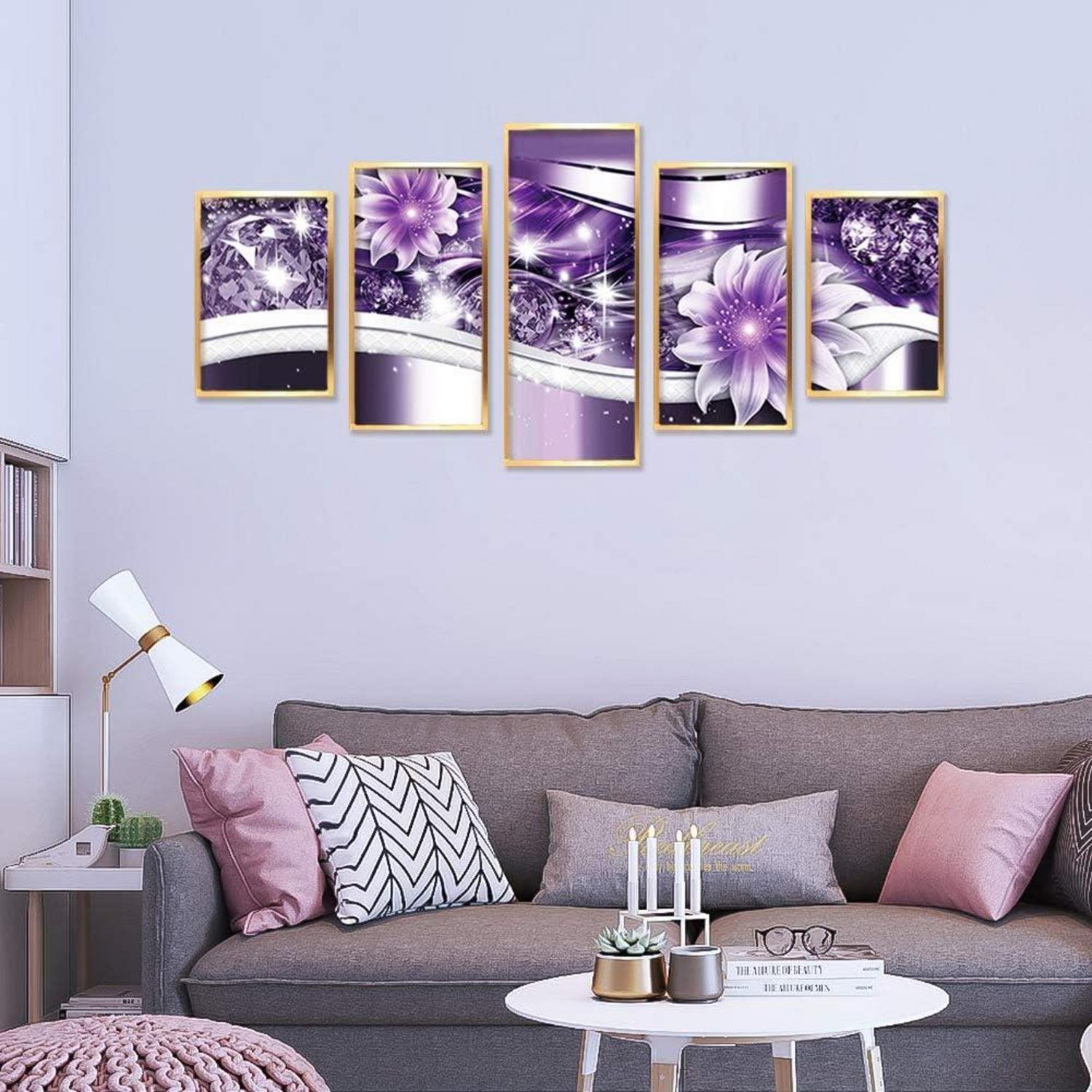 Ohok 5D Diamond Malerei Set 5-teilig DIY Kunst Handwerk Strass Stickerei - Haus Wand Dekor 45x103cm