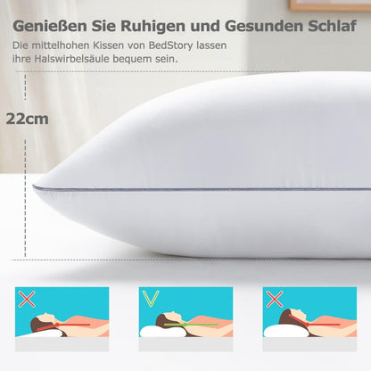Hochwertiges BedStory Kopfkissen 40x80 2er Set Mikrofaserfüllung 950g