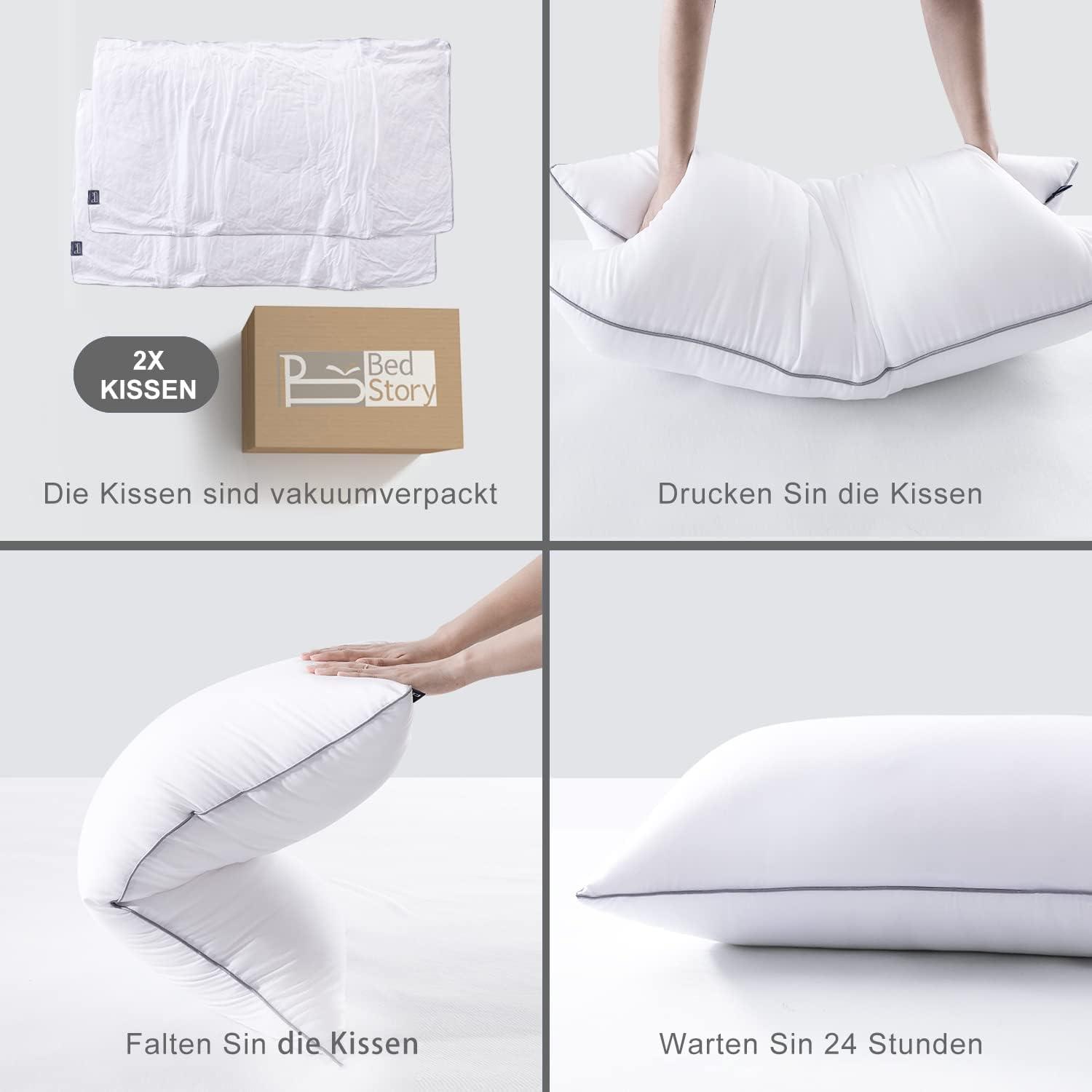 Kopfkissen 2er Set 40x80 Hochwertig Mikrofaser Kissenfüllung 950g