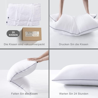 Kopfkissen 2er Set 40x80 Hochwertig Mikrofaser Kissenfüllung 950g